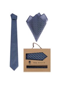 Prince BOWTIE Krawatte und Einstecktuch im Set, Blau, One Size