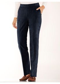 Dames Ribcordbroek met persplooien in marine ,maat 38, WITT, 85% Polyester, 12% Polyamide, 3% Elastan
