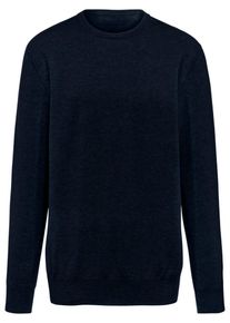 Trui ronde hals en boorden in ribsteek Peter Hahn Cashmere blauw