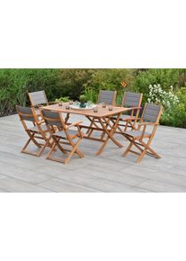 Merxx Garten-Essgruppe » »Acapulco««, (Set, 5 tlg., Geöltes Akazienholz, gepolsterte Sitz- und Rückenfläche), Tisch klappbar: LxB: 160x90 cm