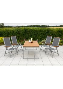 Merxx Garten-Essgruppe » »Siena««, (Set, 5 tlg., 5-fach verstellbare Rückenlehne), Ausziehtisch: LxB: 150-200 x 90 cm