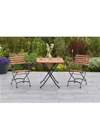 Merxx Garten-Essgruppe » »Schlossgarten««, (Set, 3 tlg., Geöltes Eukalyptusholz), Tisch klappbar: LxB: 75x75 cm