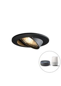 Qazqa Okos beépített reflektor fekete dönthető, Wifi-vel, GU10 - Edu
