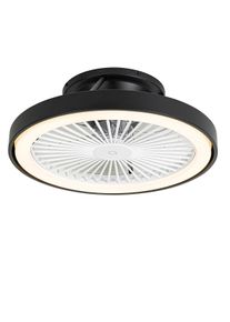Qazqa Okos mennyezeti ventil&aacute;tor fekete 54 cm LED-del, f&eacute;nyerőszab&aacute;lyz&oacute;val &eacute;s t&aacute;vir&aacute;ny&iacute;t&oacute;val - Dave