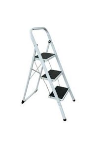 Aro Escalera plegable, 3 peldaños, acero / plástico, 44,5 x 69 x 102,5 cm, blanco