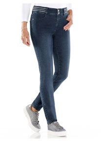 Dames Jeans met versierde band in blue-stonewashed ,maat 27, WITT, 81% Katoen, 17% Polyester, 2% Elastan