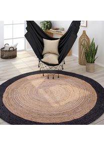 Paco Home Teppich »Viborg 594«, rund, 6 mm Höhe, Jute, Modern, Boho, Ethno, Handgefertigter Natur-Teppich