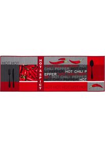 ANDIAMO Küchenläufer »Hot Pepper«, rechteckig, 5 mm Höhe, Motiv Peperoni/Chili, mit Schriftzug, Küche, waschbar