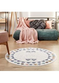 Carpet City Hochflor-Teppich »Focus 3034«, rund, 20 mm Höhe, Boho-Teppich mit Bordüre, besonders weich, 3D-Effekt