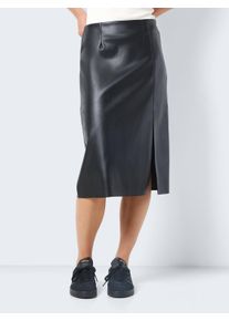 Noisy may Lederimitatrock »NMCLARA HW SLIT MIDI LENGTH SKIRT«