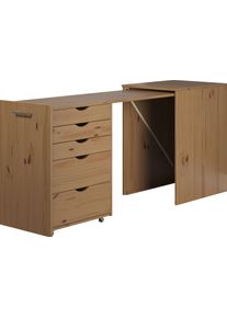 INTER-FURN Regal-Schreibtisch »Voltera«, (1 St.), kleiner Massivholz Schreibtisch, groß ausziehbar von 57 zu 164 cm