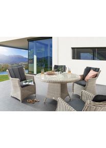 Destiny Garten-Essgruppe »LUNA«, (13 tlg., 4x Sessel, 1x Tisch, inkl. Auflagen), Aluminium, Polyrattan