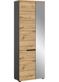 Inosign Garderobenschrank »Rehat, Höhe: 190cm, in Basalt grau/ Artisan Eiche, 2 Türen, 6 Fächer«, Garderobe, Flurschrank, Dielenschrank, Kleiderschrank, Garderobenmöbel