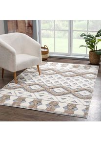 Carpet City Hochflor-Teppich »Focus 3050«, rechteckig, 20 mm Höhe, Boho-Teppich, besonders weich, 3D-Effekt, Rauten Design