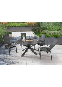 Destiny Garten-Essgruppe »COSTA HL ARONA«, (Set, 5 tlg., 1 Ausziehtisch, 4 Hochlehner verstellbar), (Set, 5-tlg., 4 Hochlehner, 1 Ausziehtisch Ø 120/170x75cm) Aluminium