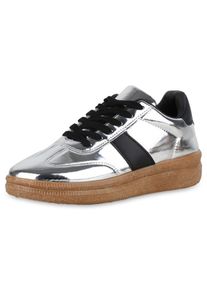 VAN HILL Dames Sneakers laag 'Allison' zwart / zilver 36