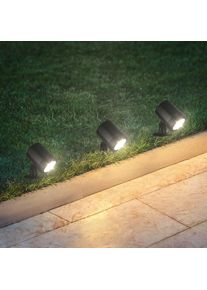 Briloner LED-Erdspießspot 3799035, schwarz, Kunststoff 3er-Set Ø 5 cm