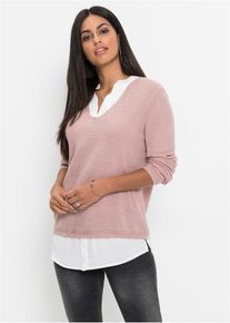 Trui met blouse-inzet - roze - maat 32/34 (XS) - bonprix