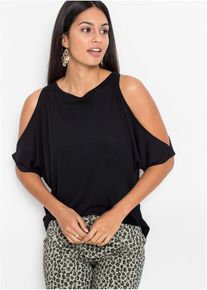 Cold shoulder shirt van viscose - zwart - maat 44/46 (L) - viscose - bonprix