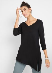 Asymmetrisch longshirt met zijsplitten - zwart - maat 56/58 (3XL) - viscose - bonprix