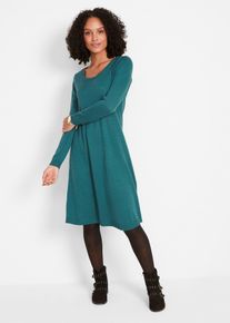 Wijd gebreide jurk - petrol - maat 56/58 (3XL) - met katoen - bonprix
