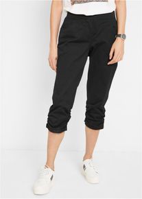 Capri broek van katoenmix met comfortband - zwart - maat 56 - met katoen - bonprix