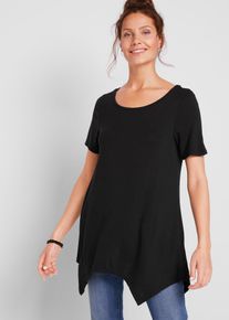 Puntig toelopend longshirt korte mouw - zwart - maat 56/58 (3XL) - viscose - bonprix