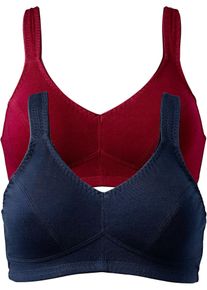 Bh zonder beugels (set van 2) met biologisch katoen - rood - maat 75B - met katoen - bonprix