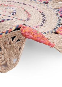 Rond vloerkleed met kleurrijke bollen - beige - maat 1 (∅ 90 cm) - met katoen - bonprix