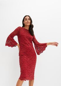 Kanten jurk met volantmouwen - rood - maat 38 - bonprix