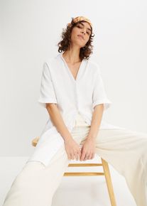 Lange oversized blouse van mousseline - wit - maat 44 - mousseline - bonprix