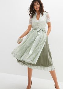 Dirndl met jacquard en borduursel (2-dlg. set) - groen - maat 46 - fluweel - bonprix