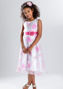 Meisjes feestelijke jurk met organza - wit - maat 158 - bonprix