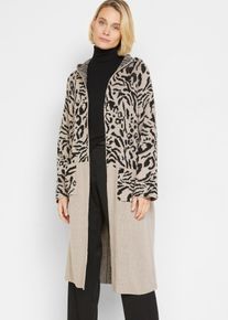 Lang gebreid vest met capuchon - grijs - maat 36/38 (S) - bonprix