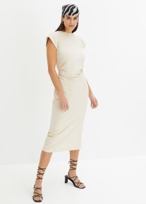 Jersey jurk van katoen-stretch - beige - maat 44/46 (L) - met katoen - bonprix