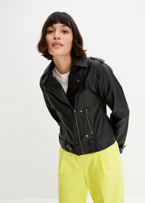 Bikerjack - zwart - maat 34 - imitatieleer,viscose - bonprix