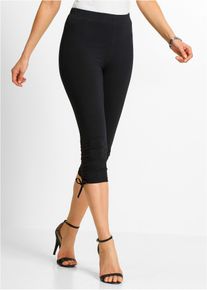 Capri legging met rijgkoordjes - zwart - maat 56/58 (3XL) - met katoen - bonprix