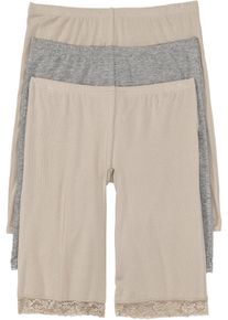 Lange dames boxer met kant (set van 3) - beige - maat 36/38 (S) - met katoen - bonprix