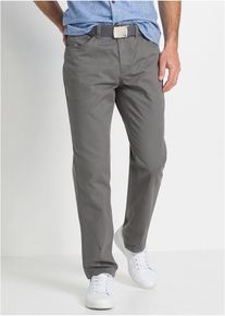 Regular fit twill broek van katoen straight - grijs - maat 48 - 100% katoen - bonprix