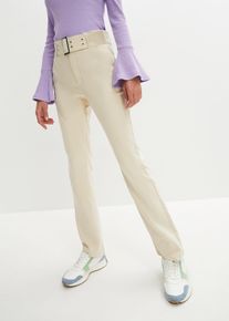 Stretch broek met riem - beige - maat 48 - met katoen - bonprix