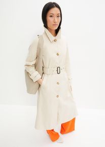 Kuitlange jas in trenchcoat stijl met afneembare capuchon - beige - maat 48 - met katoen - bonprix