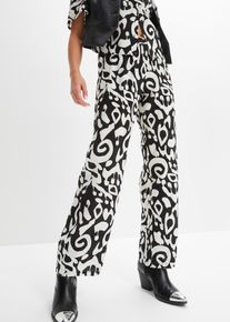 Wijde broek van viscose met structuur - zwart - maat 48 - viscose - bonprix
