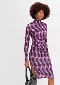 Jersey jurk met opstaande kraag en drapering - paars - maat 40/42 (M) - bonprix