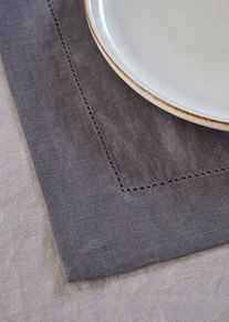 Linnen placemats (set van 2) - grijs - maat 30x45 cm - linnen - bonprix