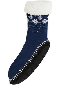 Huissokken met stroeve zool en teddy voering - blauw - maat 43-46 - badstof - bonprix