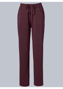 Dames Jerseybroek met tunnelkoord en bindceintuur in bordeaux ,maat 56, WITT, 100% Katoen
