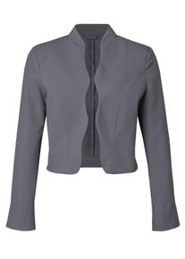 Damen Bolerojacke mit Wellenabschluss, Stehkragen in grau ,Größe 52, WITT, 100% Polyester