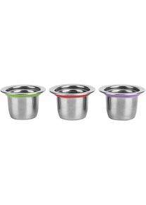 Rosvola - Jeffergarden 3 pièces/ensemble Capsule de café dosette réutilisable filtre rechargeable en acier inoxydable 30x22x20mm adapté pour Nespresso