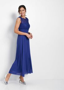 Maxikleid mit Spitze, blau, Größe 42, bonprix