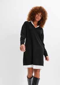 Strickkleid mit Blusen-Einsatz, schwarz, Größe 32/34 (XS), bonprix